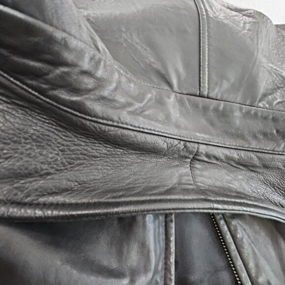 Banana Republic Full Zip Leather Jacket Men's XL Jet Black Long Sleeves EUC LN - Picture 14 of 16